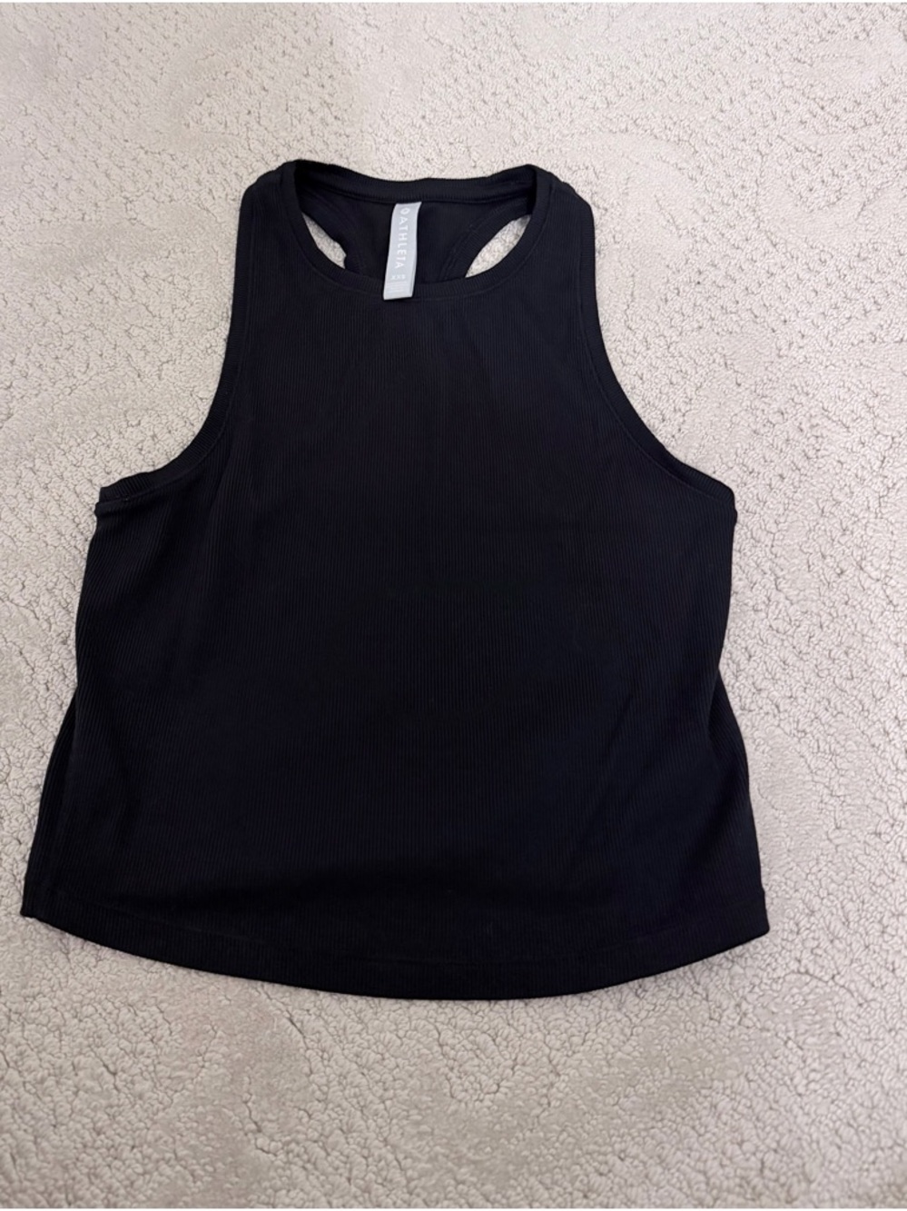 Athleta Black Ribbed High-Neck Tank Top XXS